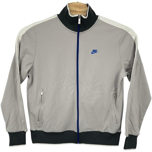 VTG y2k Men's Grey Nike Sportswear White Piping Full Zip Track Jacket Size Large - Picture 1 of 8